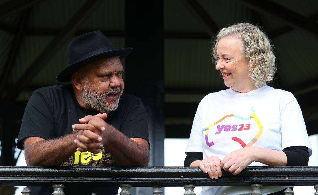 Sharon Claydon with prominent Aboriginal activist and Yes campaigner Noel Pearson. Picture by Peter Lorimer.