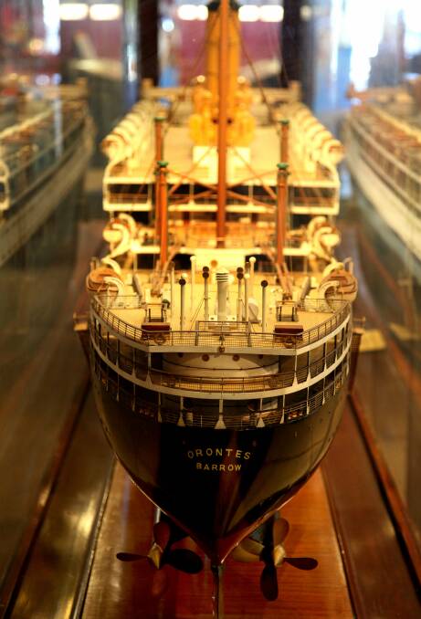 Prized possession: The model of the S.S. Orontes on display at the Hunter Maritime Centre. It was recently sold to the National Maritime Museum. 