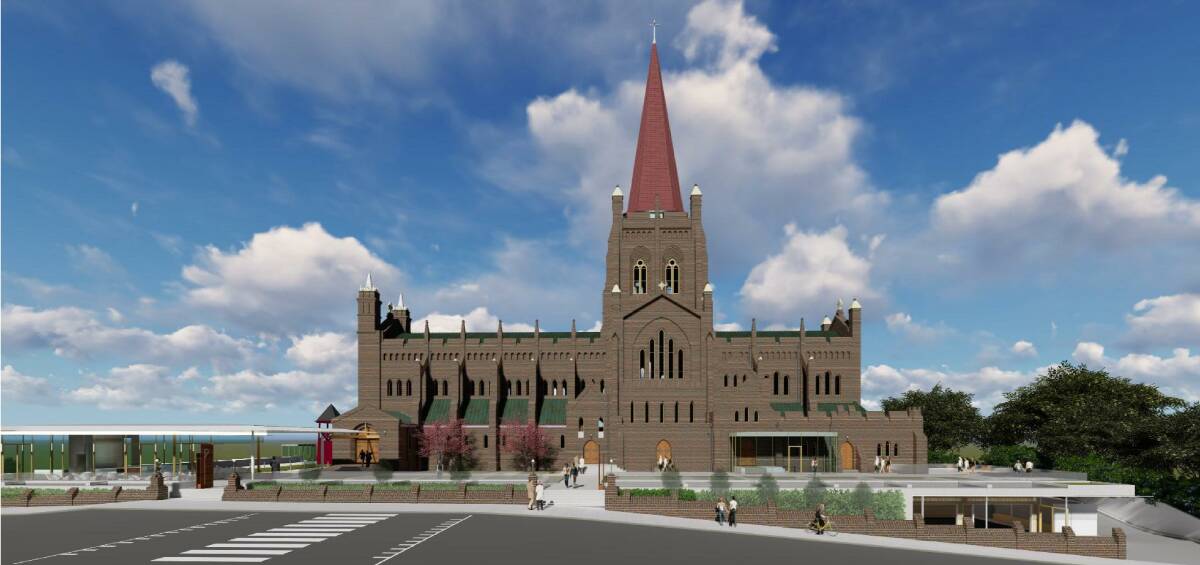 KNOCKED BACK: An EJE Architecture render of the proposed spire and cafe at Christ Church Cathedral. 