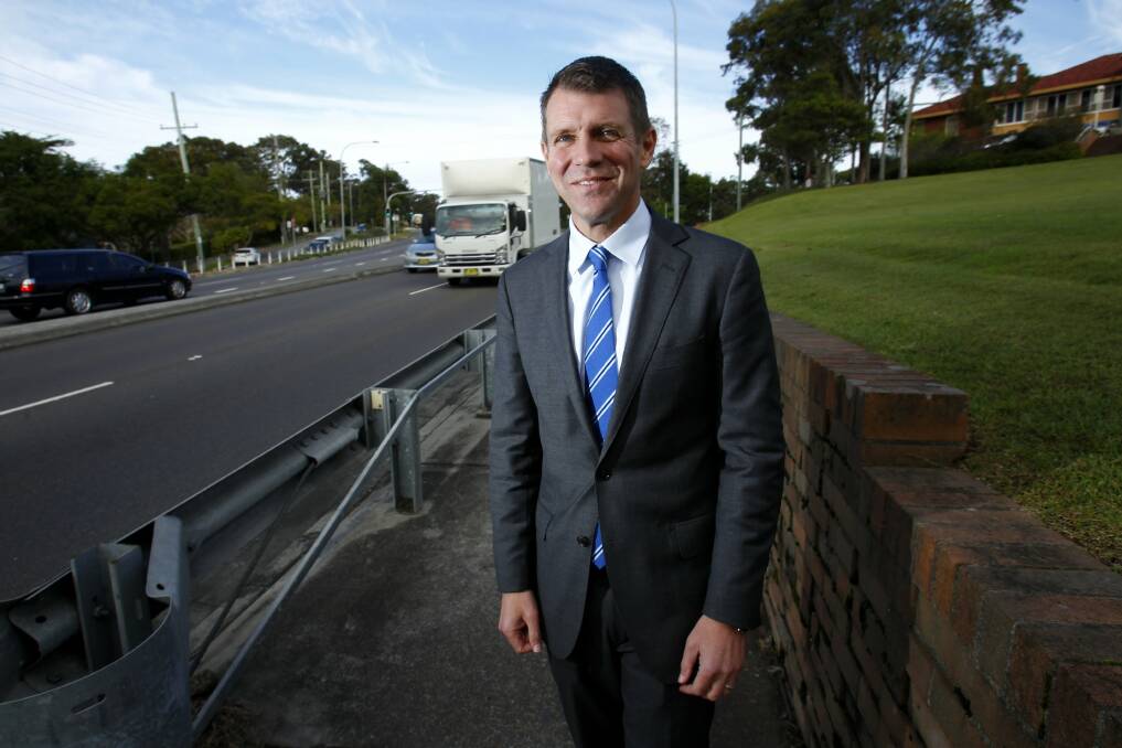 Flashback: Former Premier Mike Baird at Lookout Road New Lambton Heights in June 2014. 