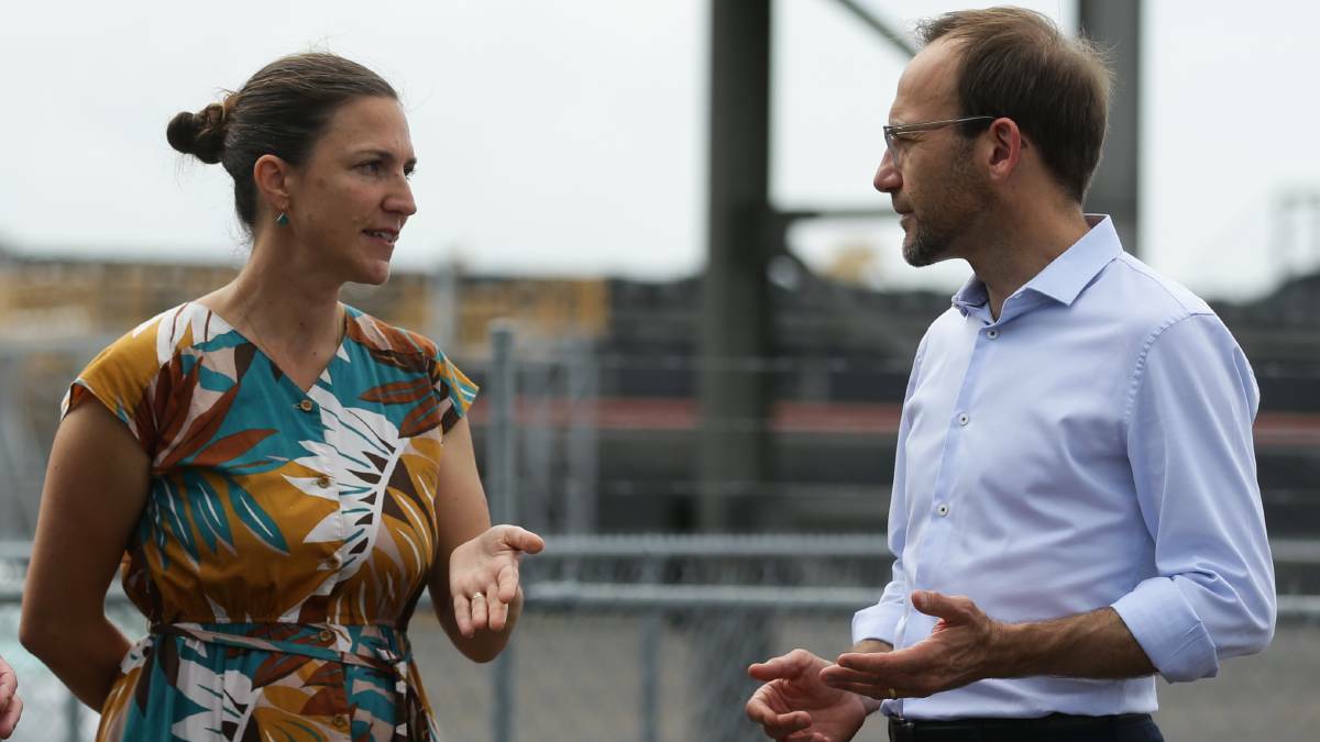 Charlotte McCabe with Greens leader Adam Bandt