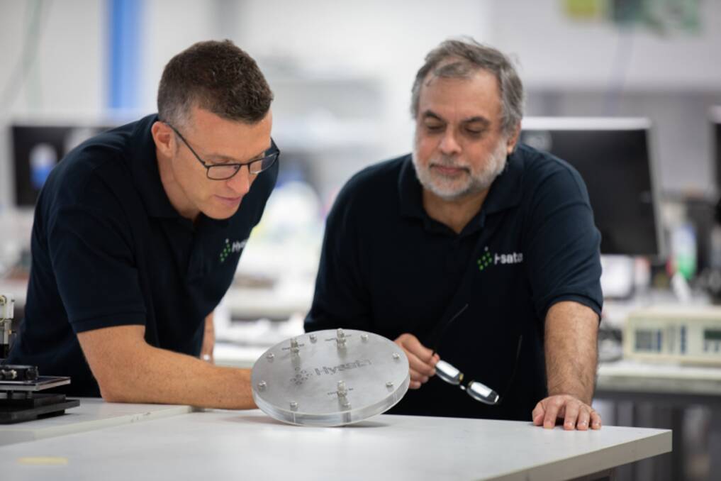 Breakthrough: Paul Barrett, Hysata's chief executive, left, and Gerry Swiegers, now the company's chief technical officer, at Hysata's Wollongong facility.