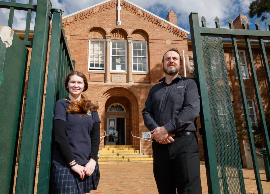Aiming high: Cessnock High School student Kasey Scott and Hunter-based STEMM industry Schools partnership program leader Dr Scott Sleap. The Hunter has one of the fastest growing participation rates for STEMM in the state. Picture: Max Mason-Hubers