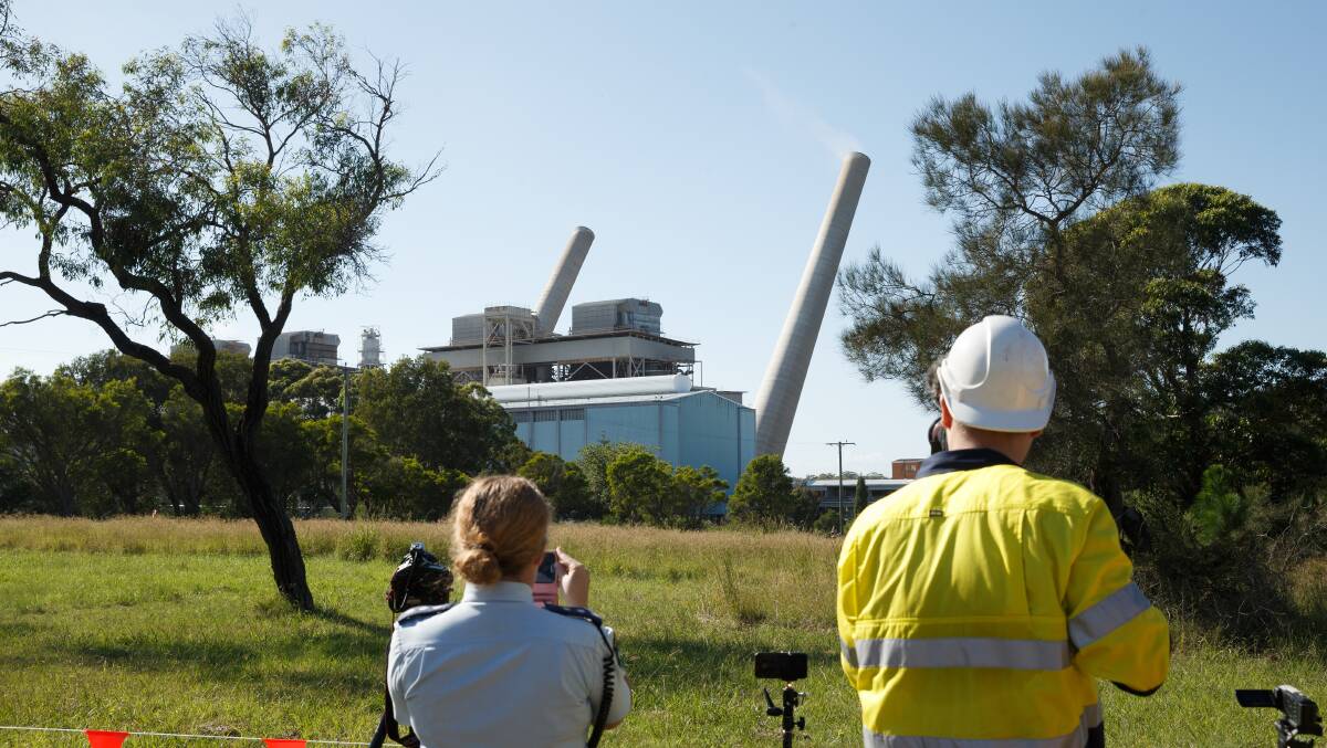Munmorah Power station demolition project in 2017. The site has been earmarked as the location for 700 megawatt Waratah Super Battery.