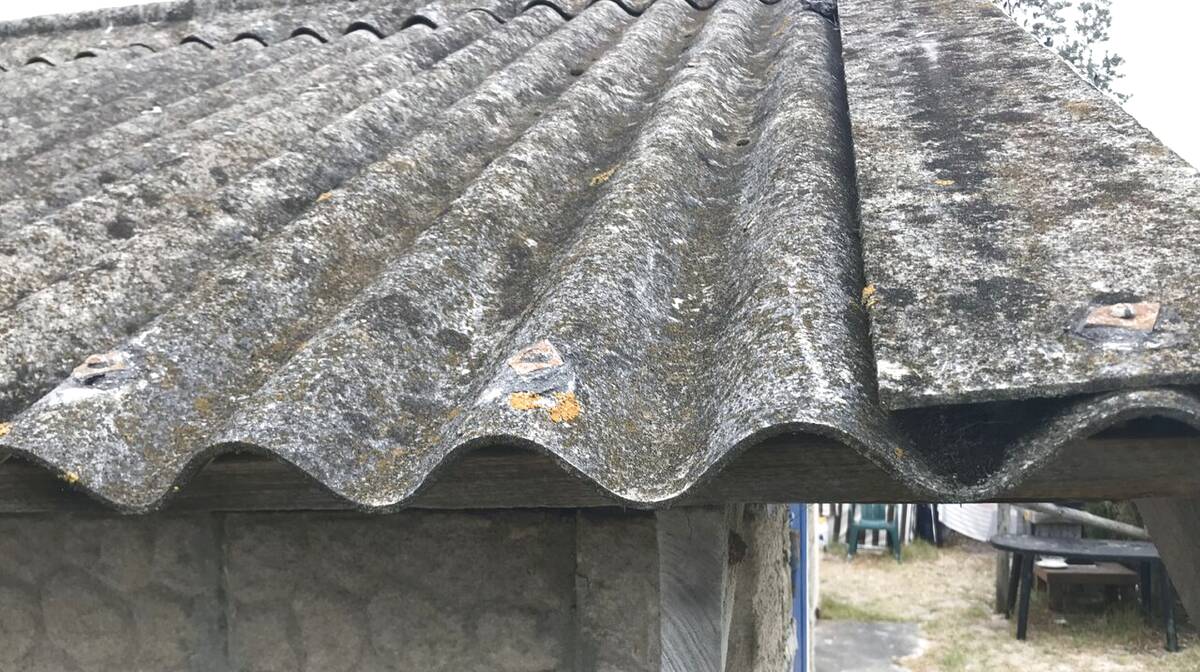 Hazard: A piece of asbestos roofing that was common in the 1960s