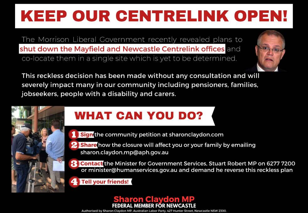 Labor launches petition to save Newcastle and Mayfield Centrelink offices