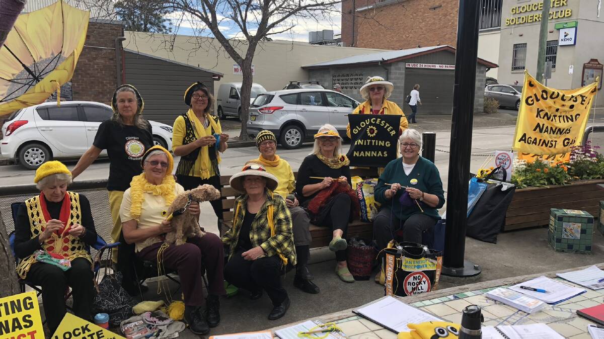 Out in force: Gloucester's Knitting Nannas gathered outside the Land and Environment Court hearing to voice their opposition to the Rocky Hill mine proposal. Picture: Matthew Kelly 