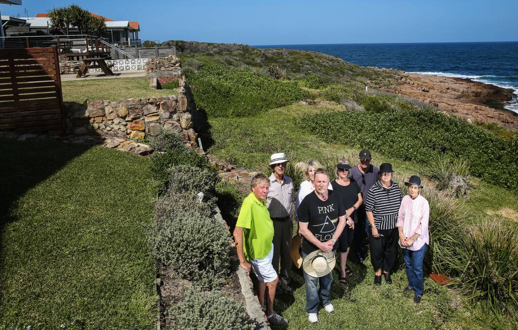 Pushing back: Fishermans Bay residents who are concerned about the impact that the proposed Tomaree Coastal Walk will have on their community and the surrounding environment. Picture: Marina Neil