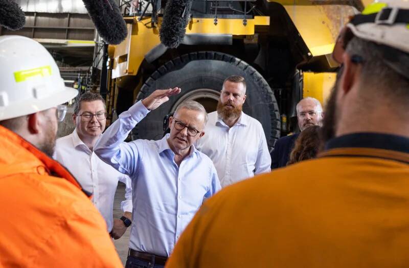 Support: Prime Minister Anthony Albanese talking about the importance of the mining industry during the federal election campaign. 