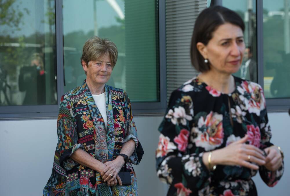 Happier times: Premier Gladys Berejiklian and Catherine Cusack at John Hunter Hospital in October. Picture: Marina Neil
