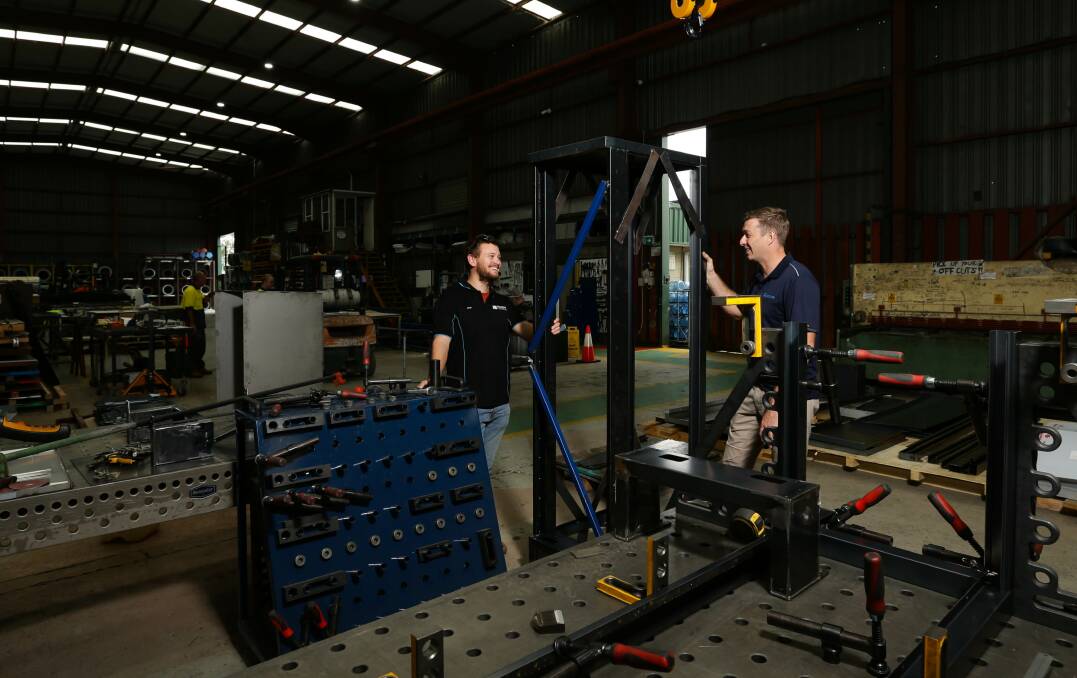 Partnership: Josh Marks (L) general manager Academy Sheetmetal and Christian Collison operations superintendent Energy Renaissance in the sheet metal workshop at Cardiff.