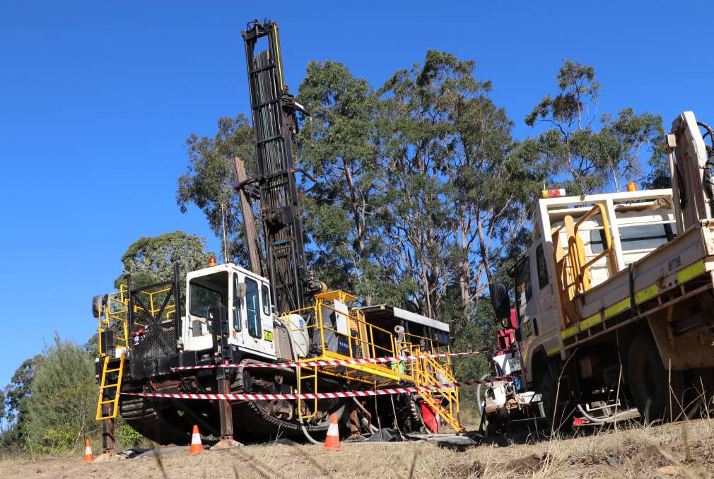 Digging deep: A drill rig exploring a potential new water source in the Tomago sand beds. An ancient river still runs beneath the sand beds. 