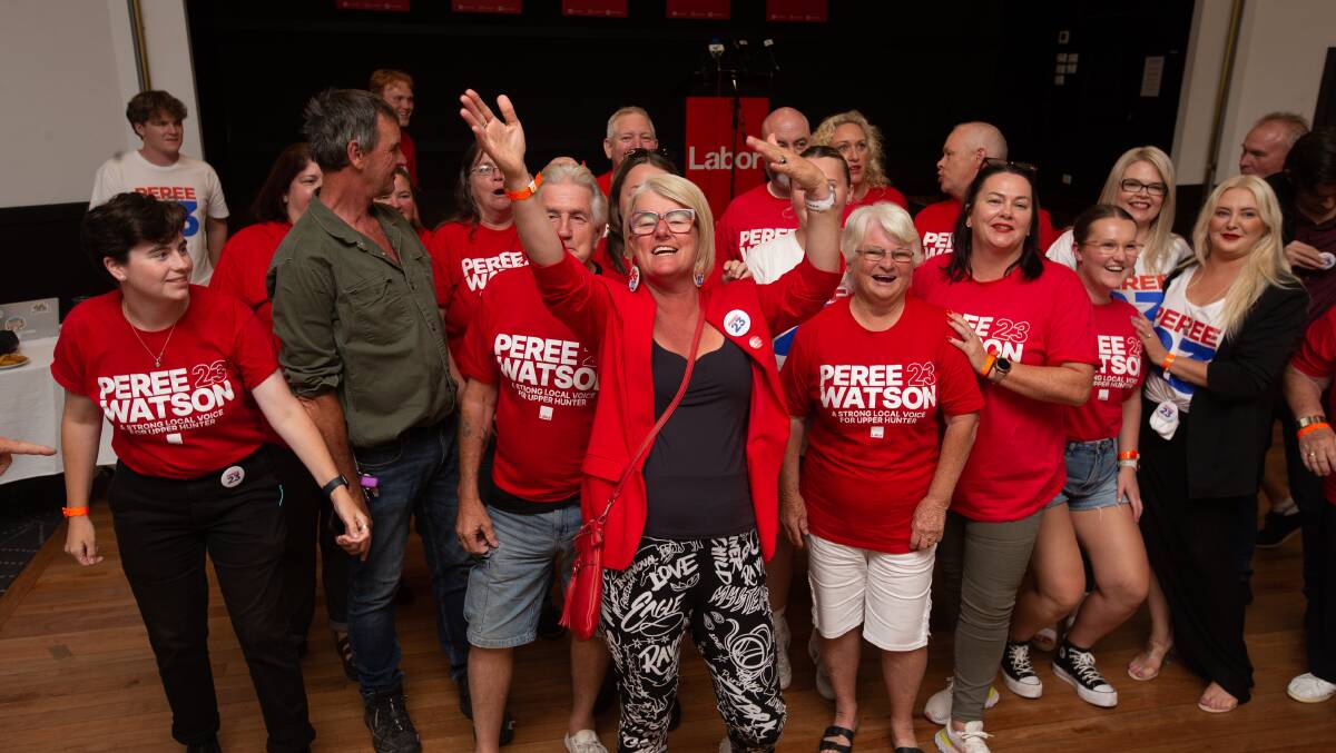 Peree Watson with supporters on Saturday night. Picture by Jonathan Carroll.