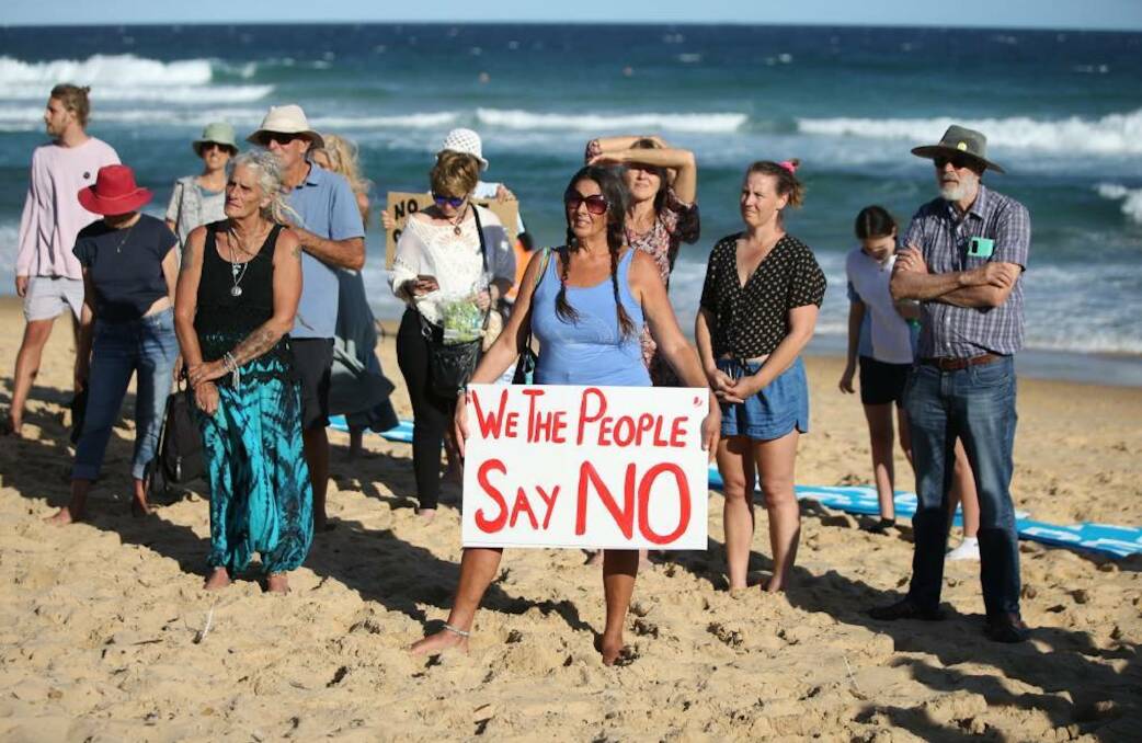 People power: A community protest against PEP 11 held at Bar Beach earlier this year. Newcastle has been a focal point of the campaign against the project. 