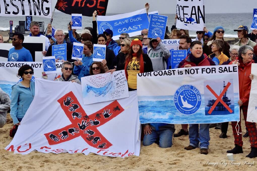 Save Our Coast protesters at Bar Beach. Picture Tracey Keogh