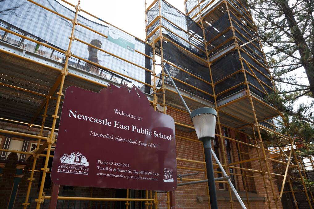 Unfinished business: Newcastle MP Tim Crakanthorp has called for all of the remaining asbestos in Newcastle East Public School to be removed. Picture: Max Mason-Hubers