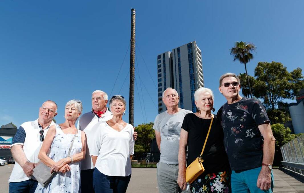 Apartment block residents protesting about the stink pipe odour in 2021.Picture by Max Mason-Hubers