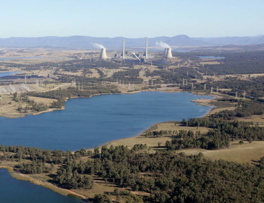 Thirsty work: Bayswater Power Station near Muswellbrook. The plant draws water from Lake Liddell, seen in the foreground. Picture: Dean Osland 