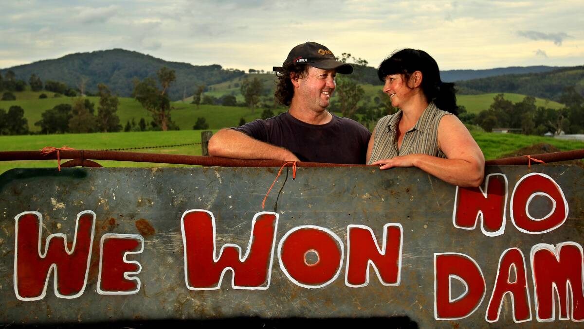 David and Brenda Moore celebrate the news that Tillegra Dam had been cancelled in November 2010. Picture: Simone DePeak