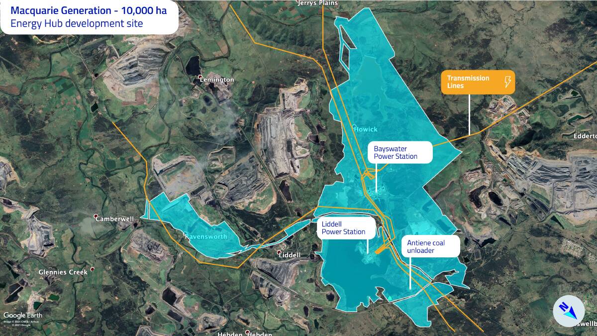 Overview of AGL's Hunter energy hub development site. Source: AGL Investor Day pack 2021
