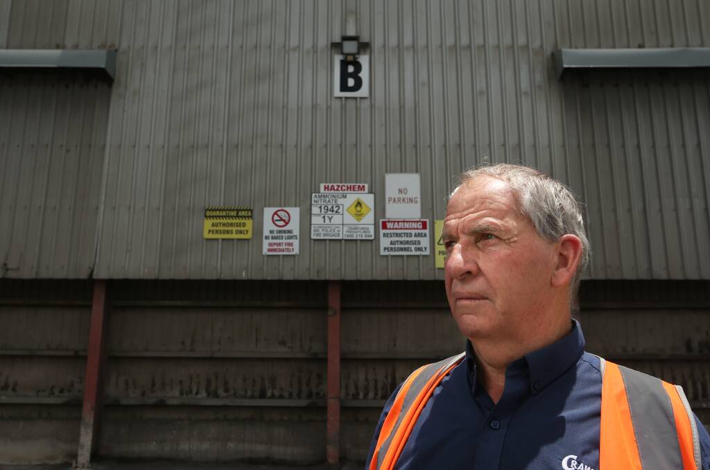 Appeal: Peter Crawford's company is seeking to have its previous licence conditions reinstated that would allow it to store 13,500 tonnes of ammonium nitrate. Picture: Simone DePeak