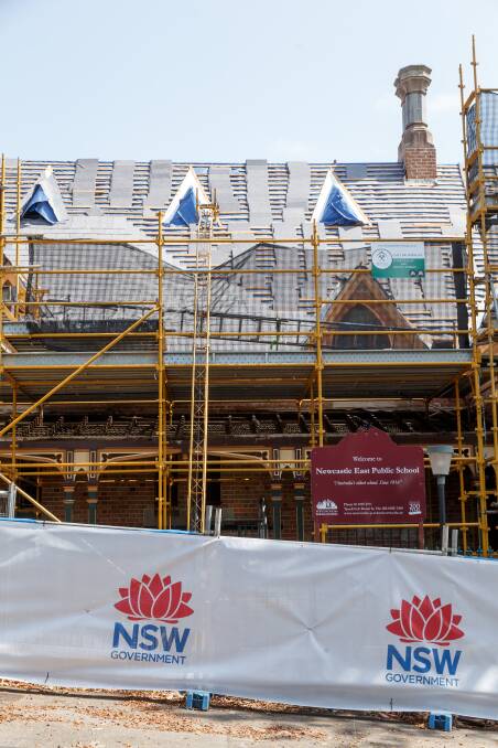 Under wraps: Newcastle East Public School renovations in January 