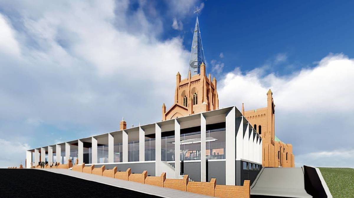 Old model: The 2015 version of the Cathedral Centre was far more prominent than the latest design.