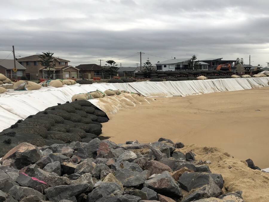 Holding up well: Sand reinforcement at Barrie Crescent held up well over the weekend. 