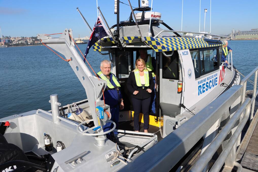 On board: Marine Rescue's Stuart Lawson with Newcastle Lord Mayor Nuatali Nelmes at the unit's new Stockton headquarters. The new command post is a few metres from South Stockton boat ramp.