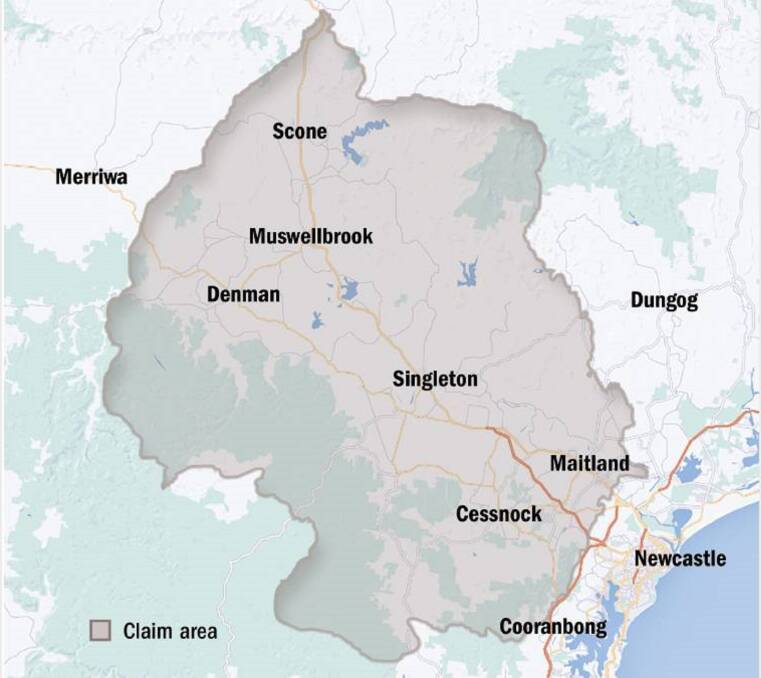 Sacred ground: Map shows the area of the Hunter Valley that is subject to the Wonnarua people's Native Title claim. Billions of dollars in compensation could be paid to the group is its claim succeeds.