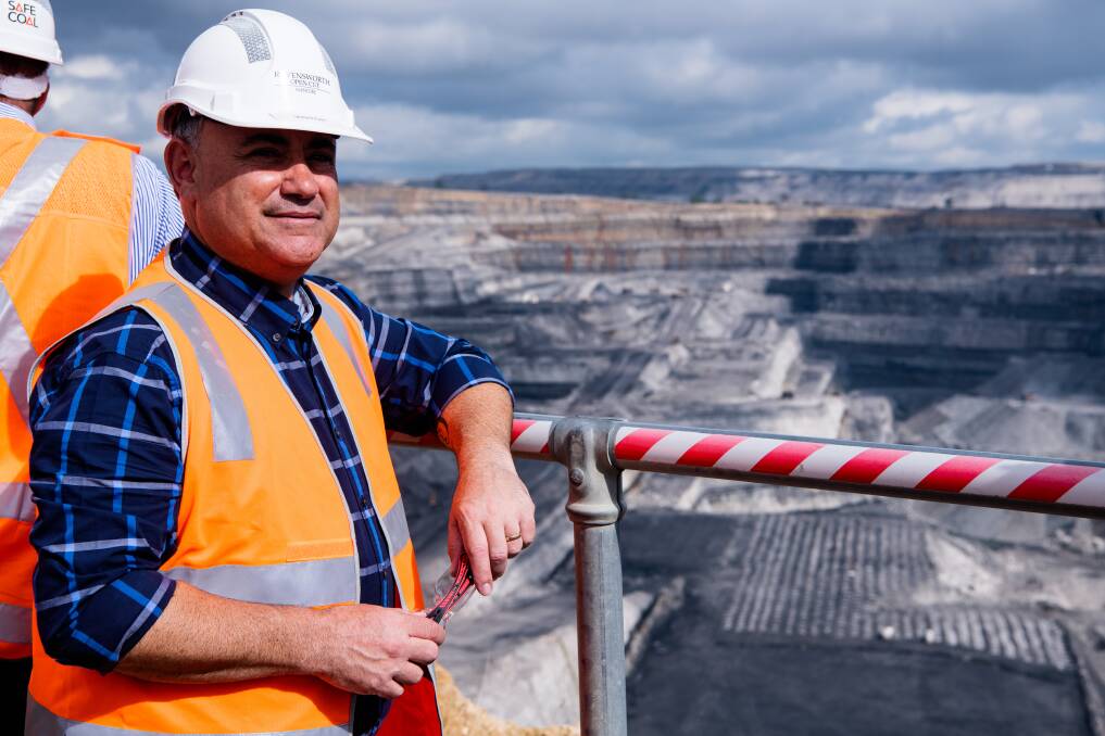 Future focus: Deputy Premier John Barilaro at Ravensworth Open Cut mine during the Upper Hunter election campaign. 