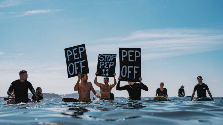 A PEP11 protest organised by Surf Rider Australia.
