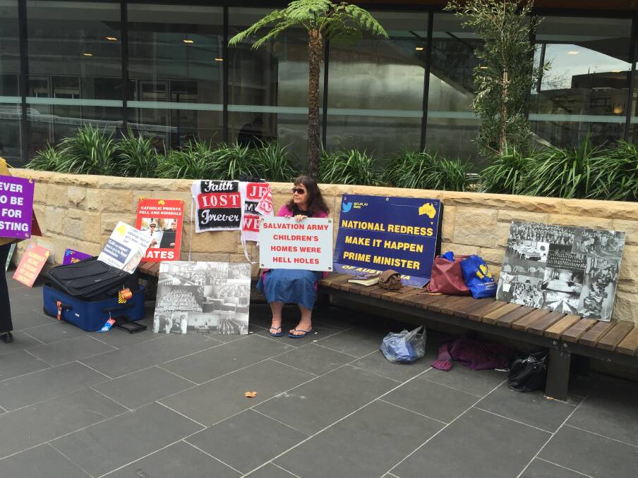 Care Leavers Australia Network (CLAN) outside the Newcastle Royal Commission on Tuesday, August 2.