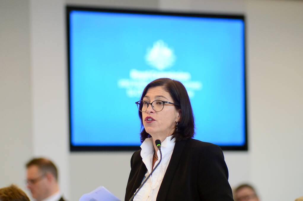 Counsel Assisting Naomi Sharp gives the opening address at the opening day of the Royal Commission into Institutional Responses to Child Sexual Abuse public hearing into the Anglican Diocese of Newcastle. Picture: Jeremy Piper
