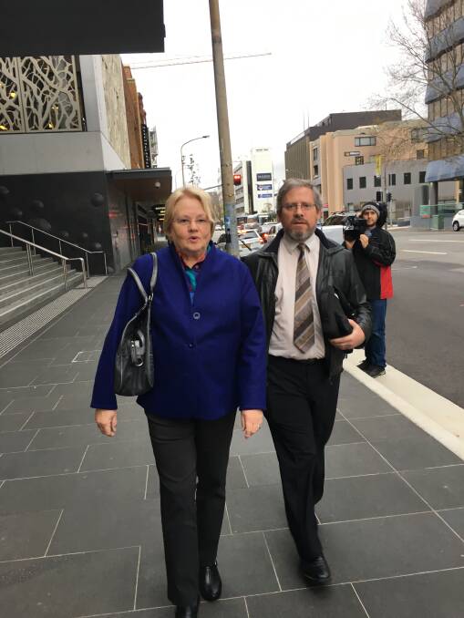 Suzan Aslin with her son Ian outside Newcastle Court House on Tuesday, August 2.
