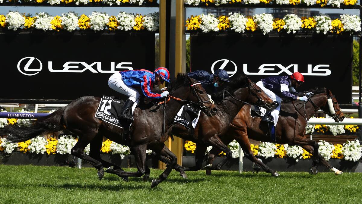 Jye McNeil riding #6 Twilight Payment wins race 7 at the 2020 Melbourne Cup at Flemington Racecourse. Picture: Getty Images