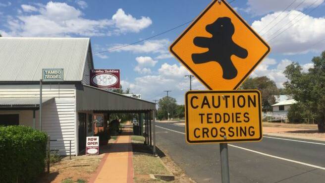 Someone has stolen the Caution Teddies Crossing sign in Tambo. Photo: Derek Barry