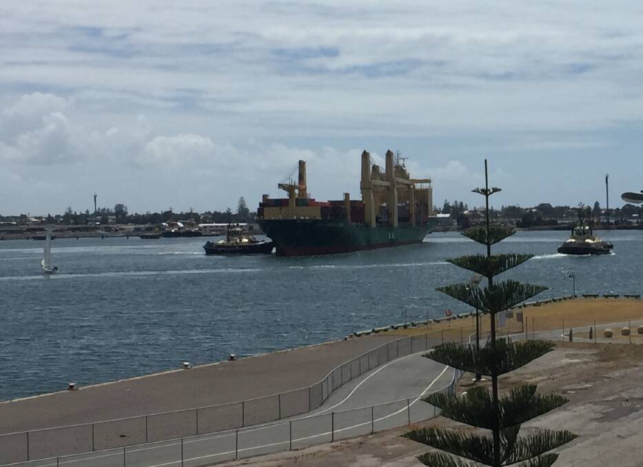 HARBOURING THOUGHTS: A container ship about to dock in the Port of Newcastle this week.