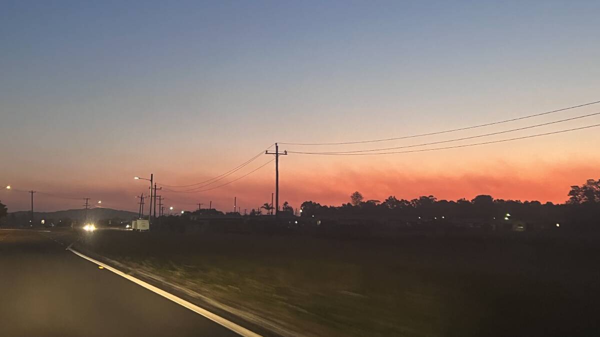 Smoke haze on the Pacific Highway at Blacksmiths. Picture supplied