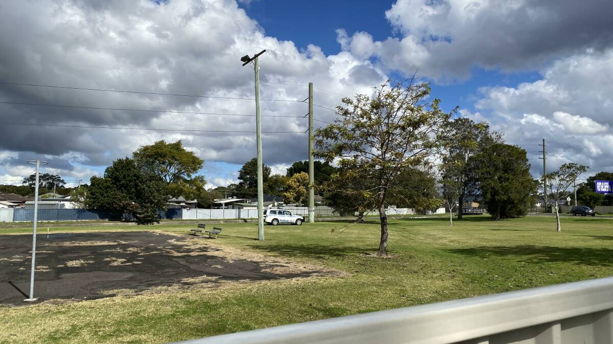 Newcastle police vehicles were spotted driving through a park as they searched for a person. Picture supplied