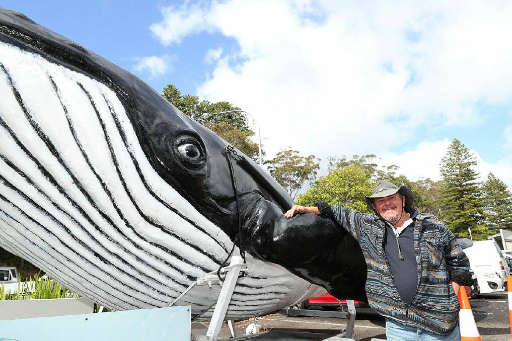 Imagine Cruises manager, director of Port Stephens Tourism and resident of 40 years Frank Future, with Watson the humpback whale. Picture by Peter Lorimer