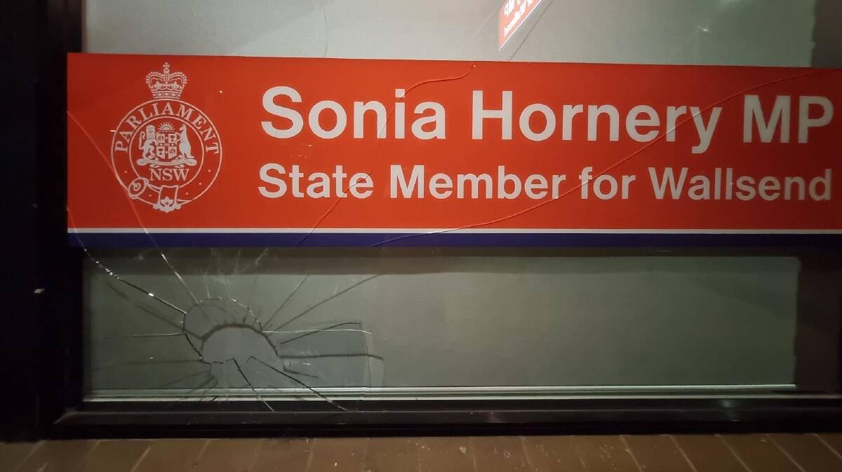 Wallsend MP Sonia Hornery's office was vandalised late in December. Picture supplied