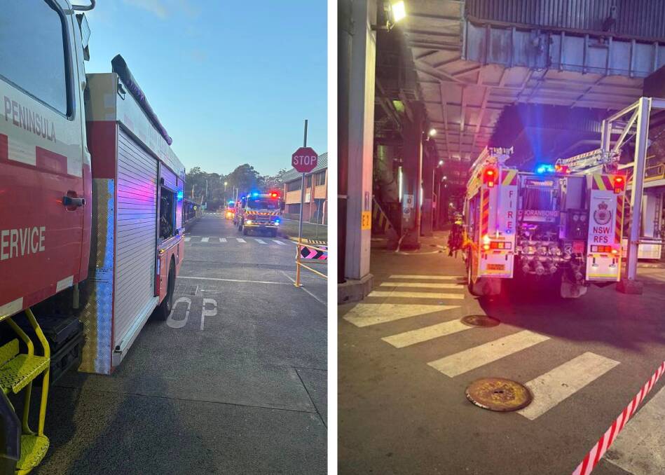 Emergency services were called to a structure fire at Eraring Power Station early Sunday morning. Pictures supplied by Peninsula RFS