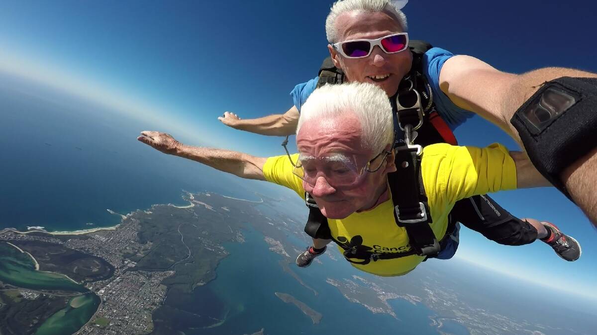 FLYING HIGH: Bill Lennon jumped out of a plane - twice - to celebrate his 90th birthday and raise funds for Cancer Council.