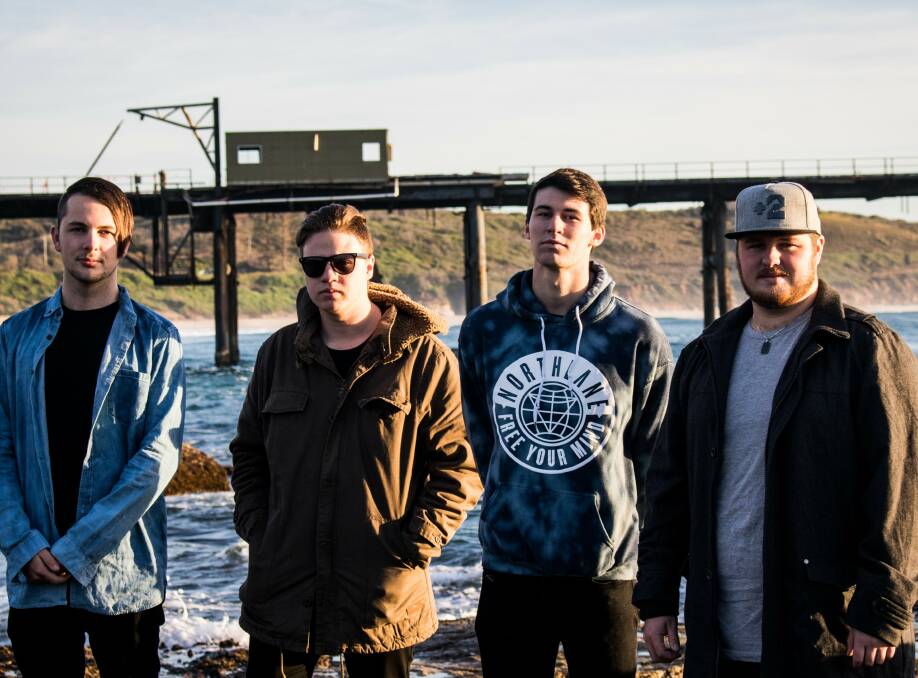 LOCAL LADS: Below Oceans, featuring Jake Ellis on drums, second from right, will be among seven bands to hit the stage at Morisset PCYC. Picture: Corey Nathan
