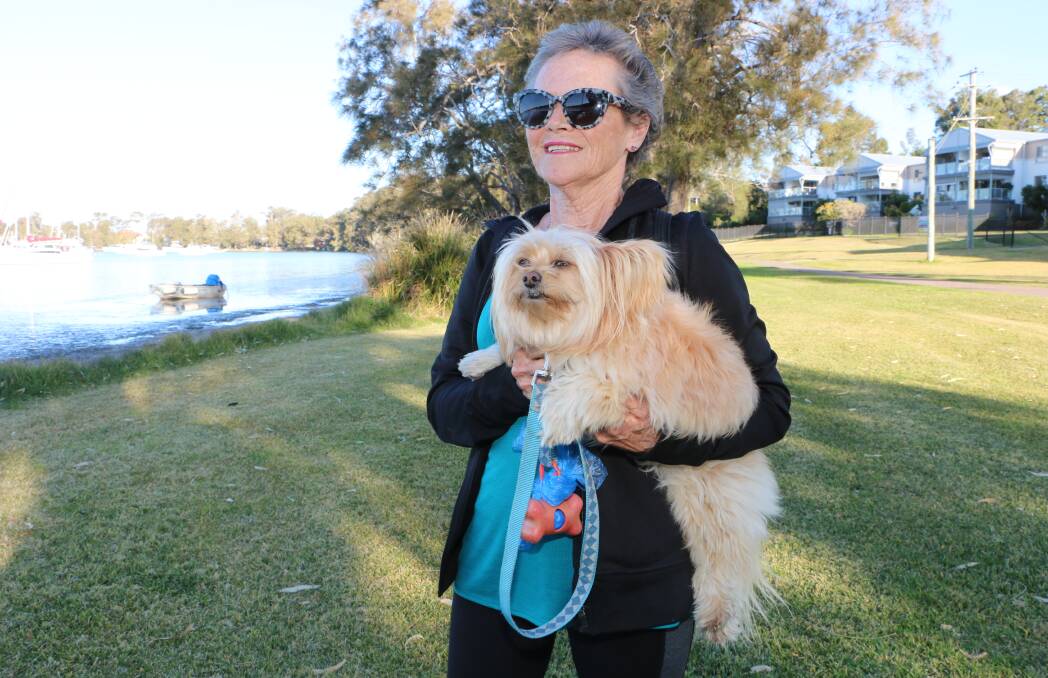 CASINO ROYALE: Elizabeth Wright and her friends have organised a special night for Wangi Wangi on April 4. Ms Wright is pictured with her dog Evie in 2018. Picture: David Stewart