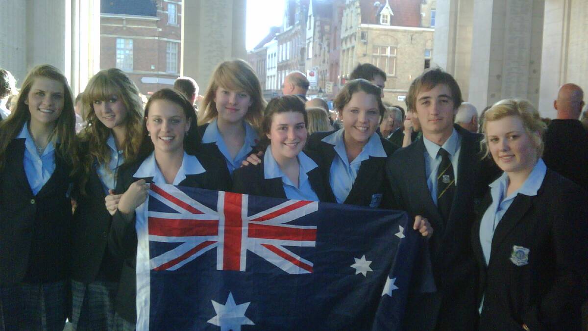 HISTORY EXCURSION: Belmont Christian College students who took part in the Premier's Anzac Memorial Scholarship program in 2010 are pictured in Belgium. Picture: Supplied