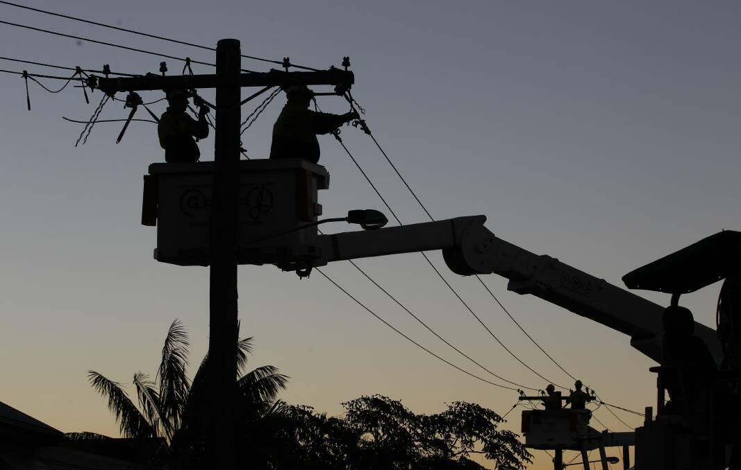 AUSGRID CREWS: A fault on one of the main powerlines feeding into the Morisset zone substation caused lengthy power outages across the Morisset district at dinner time on Wednesday. Picture: Darren Pateman