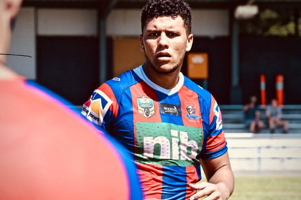 Star attraction: Boom Knights teenage winger Starford To'a will make his NRL debut against the Panthers with veteran Shaun Kenny-Dowall to miss the final round clash at Penrith Stadium through injury. Picture: Knights media.