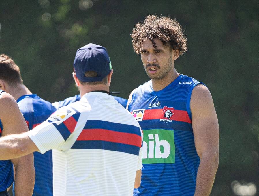 In the mix: Knights trialist Tyronne Roberts-Davis will be chasing a contract when he plays for the club in this weekend's NRL Nines in Perth. 